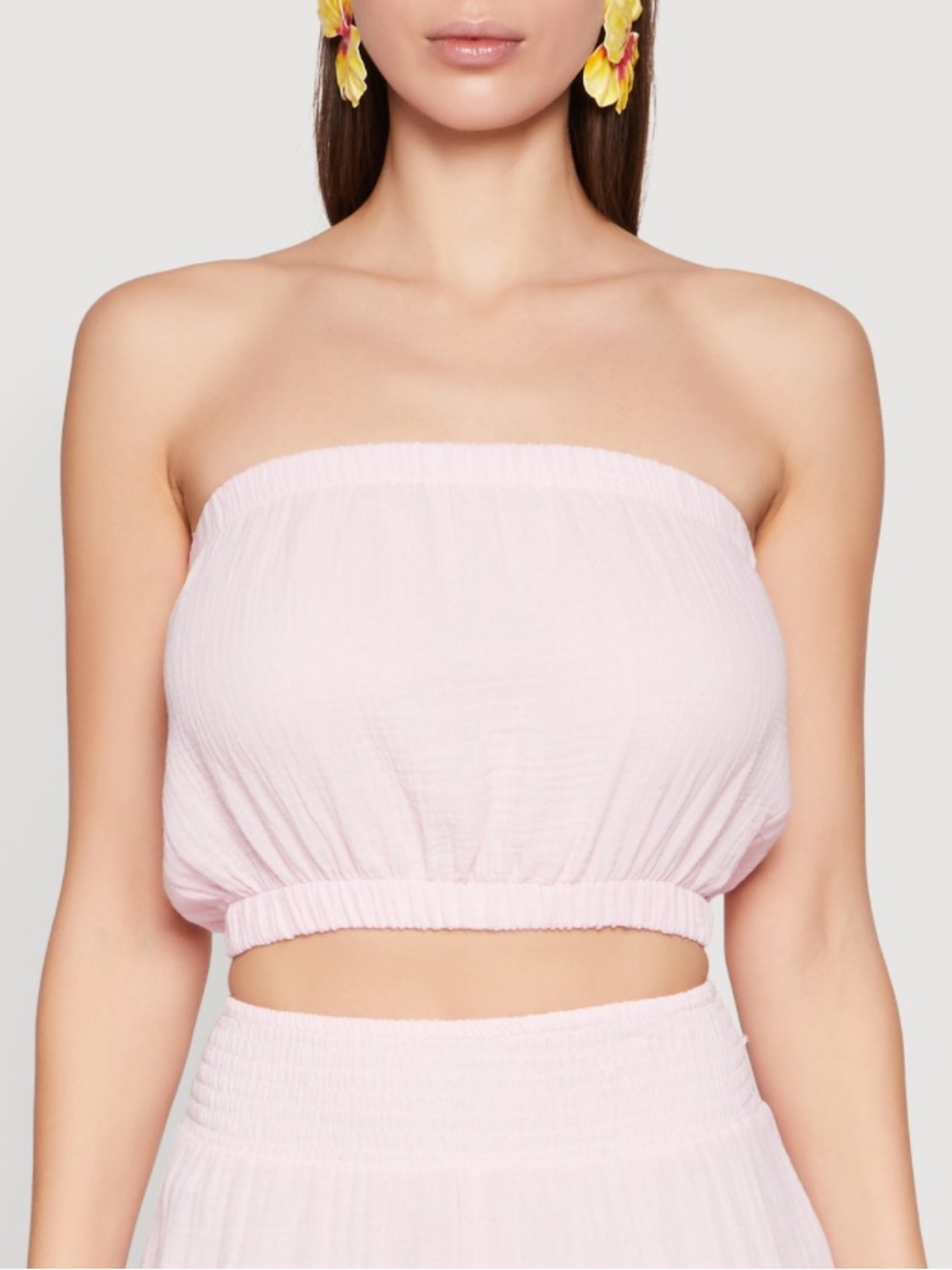 Strapless Pink Cotton Cropped Tube Top Size Medium New